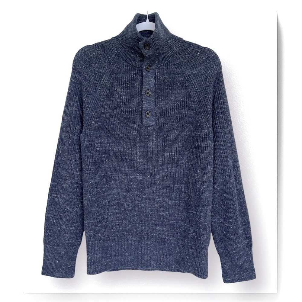 Banana Republic Sweater Quarter Button Stand Collar Wool Blend Long Sleeve
